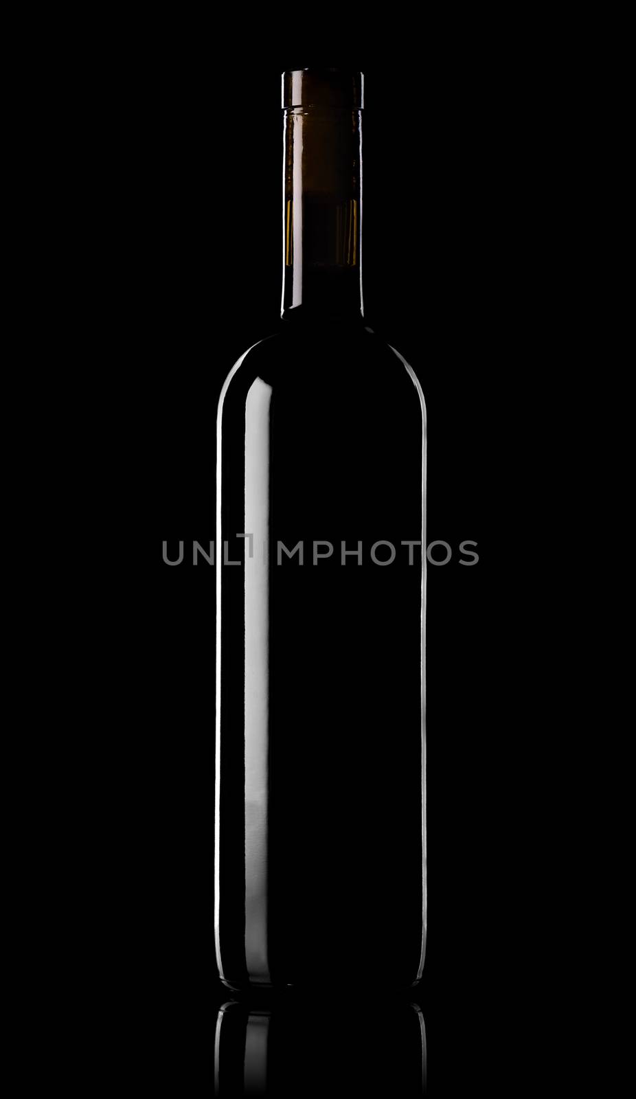 Bottle of red wine on a black background