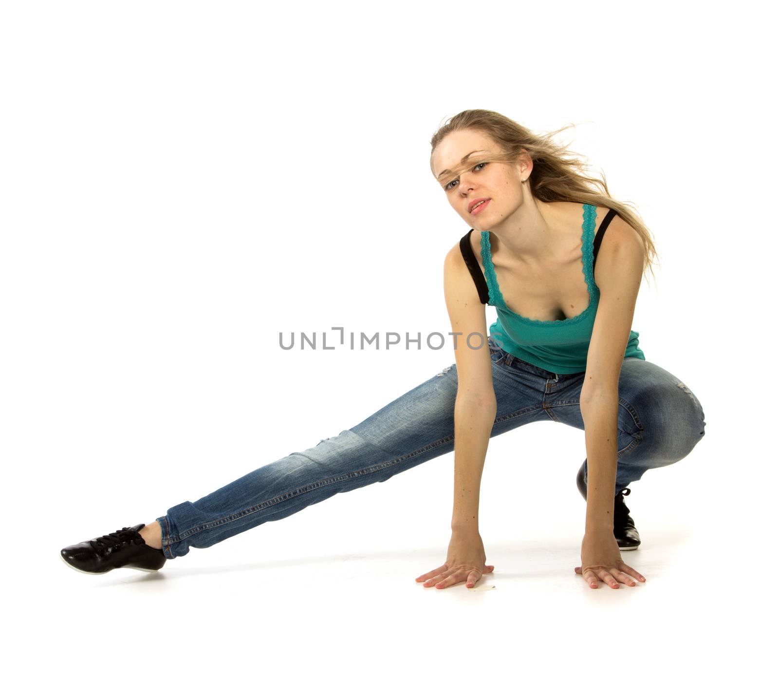 Woman doing stretching exercise by gsdonlin