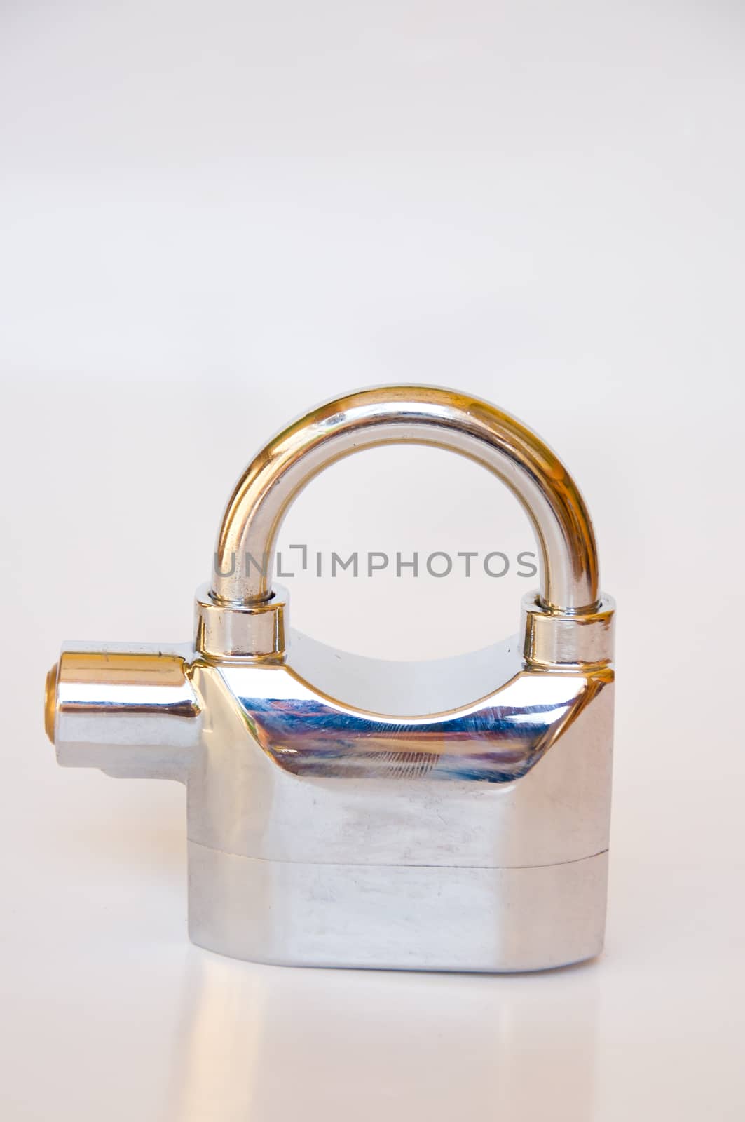 metal lock on white background