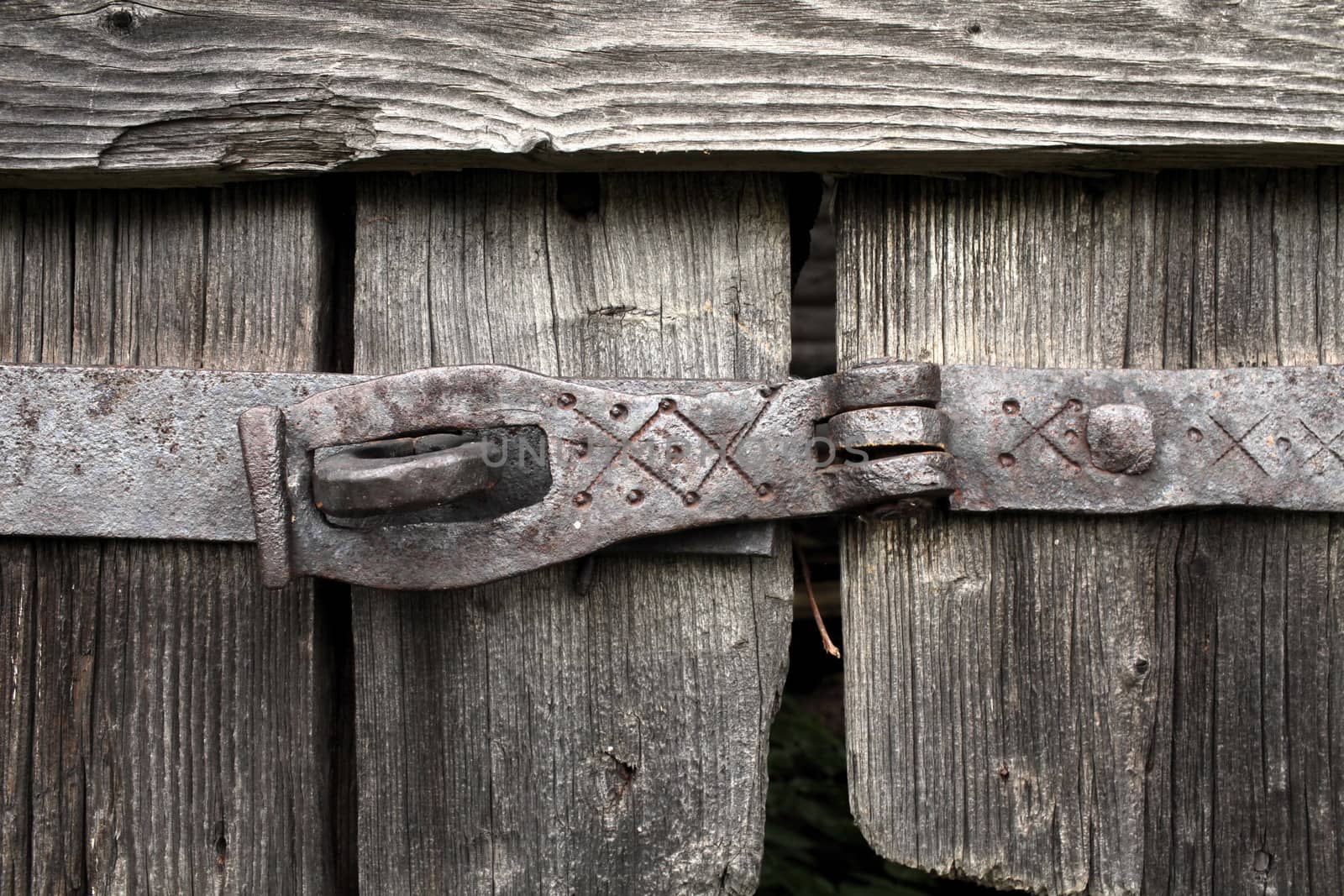 old granary forged door latch close to