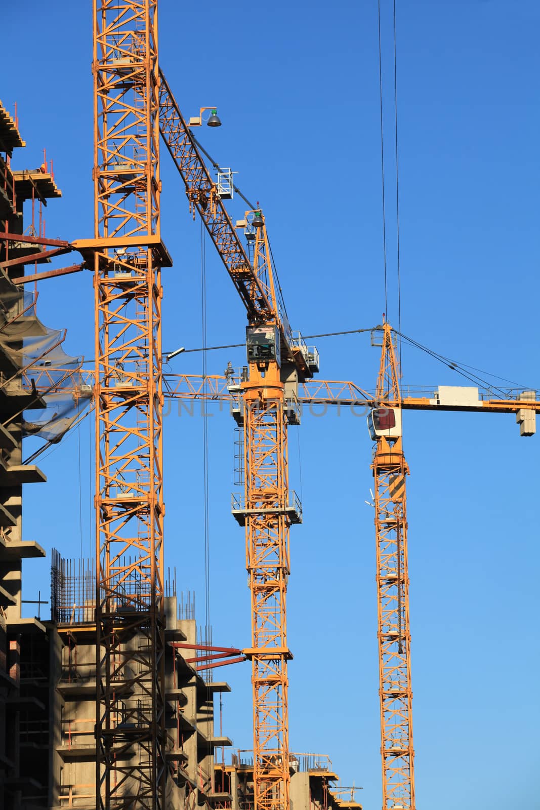 tower cranes on the construction of high-rise buildings