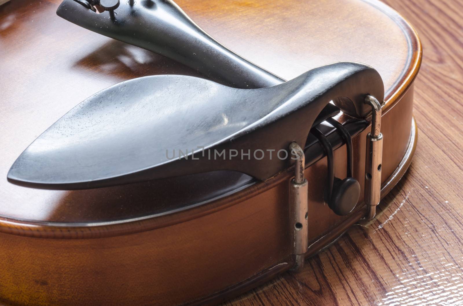 string instrument "violin" on wood background