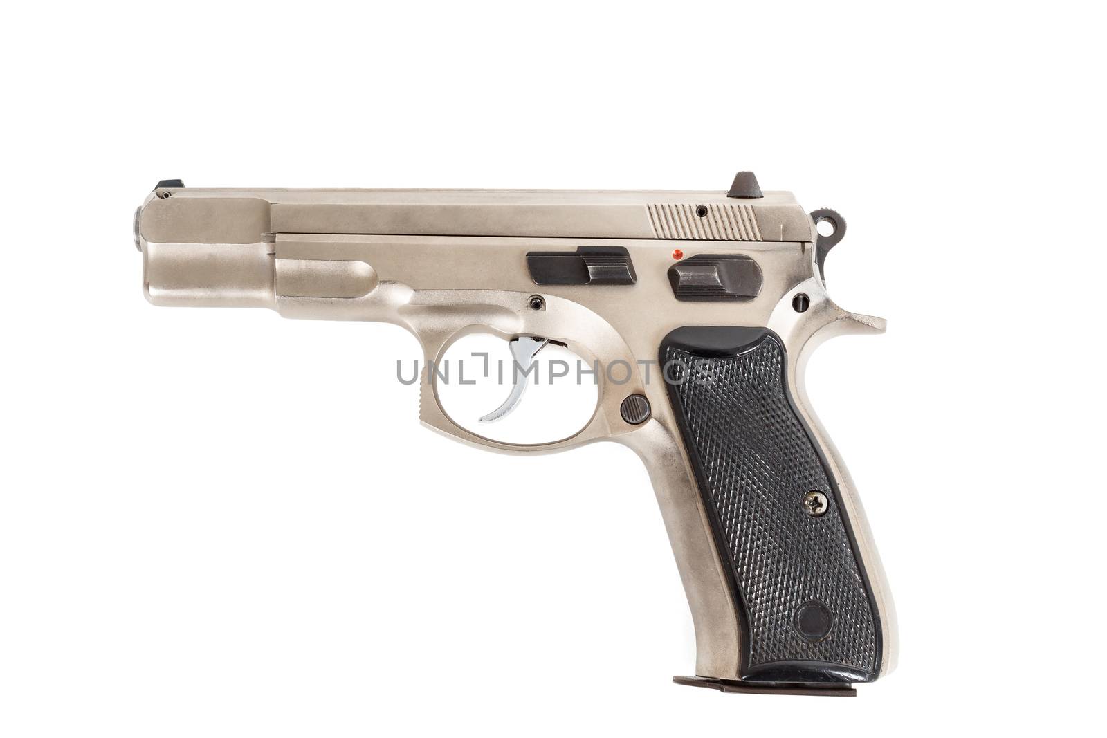 real Semi automatic gun isolated on white background