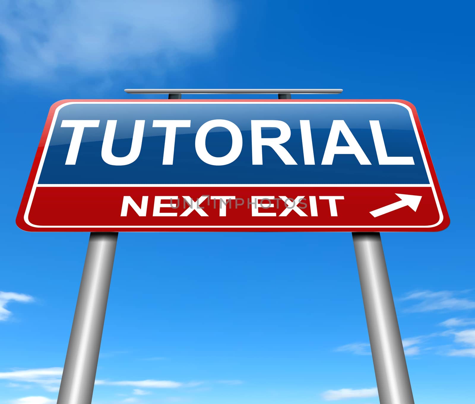 Illustration depicting a sign with a tutorial concept.