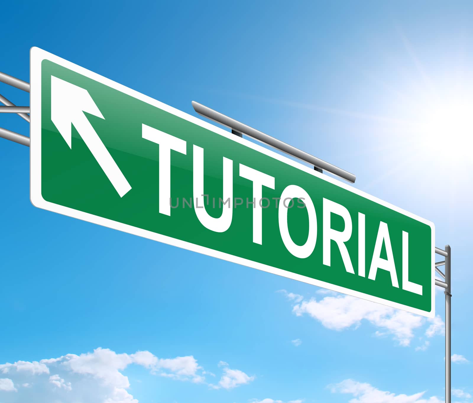 Illustration depicting a sign with a tutorial concept.