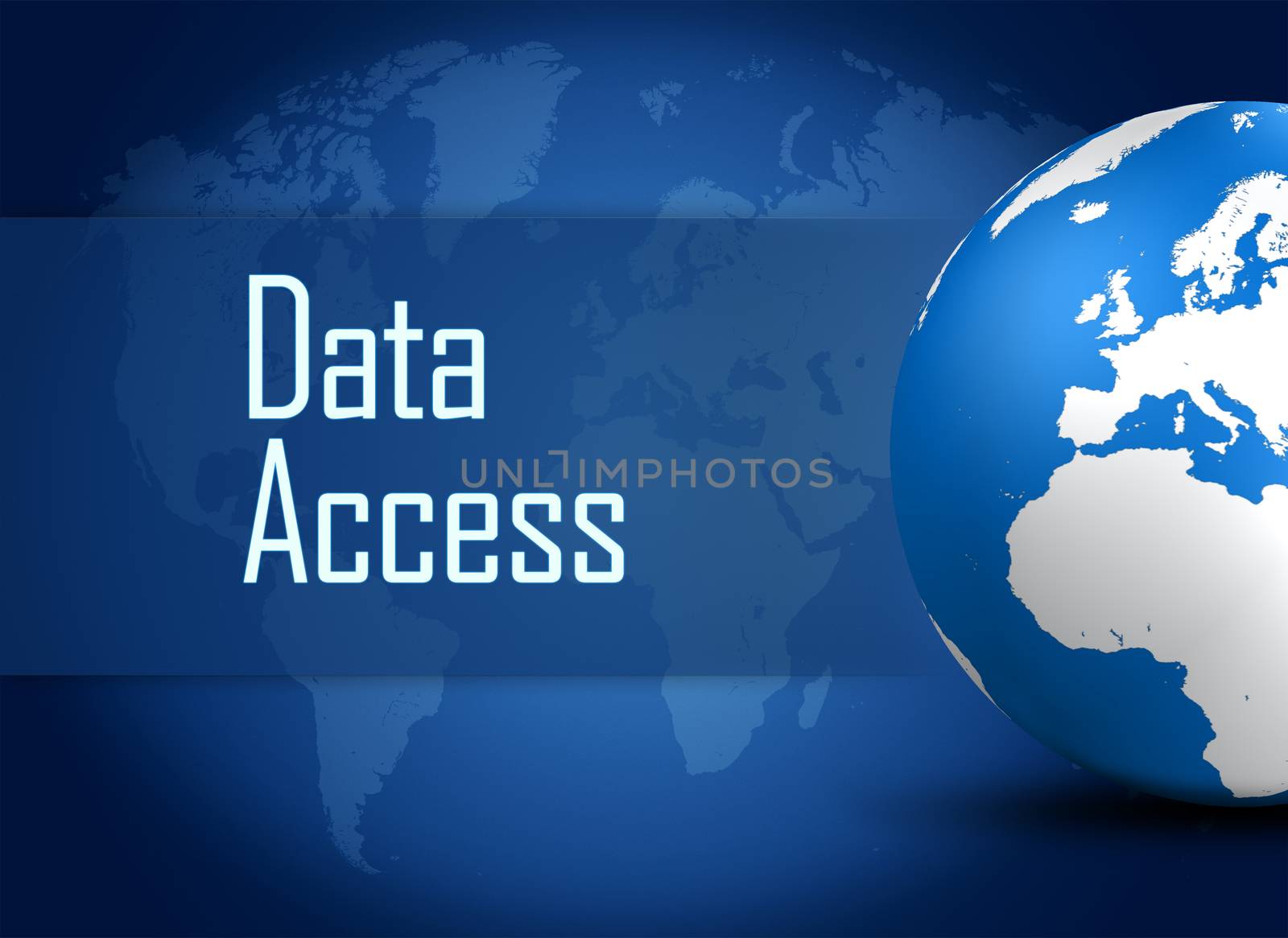 Data Access concept with globe on blue background