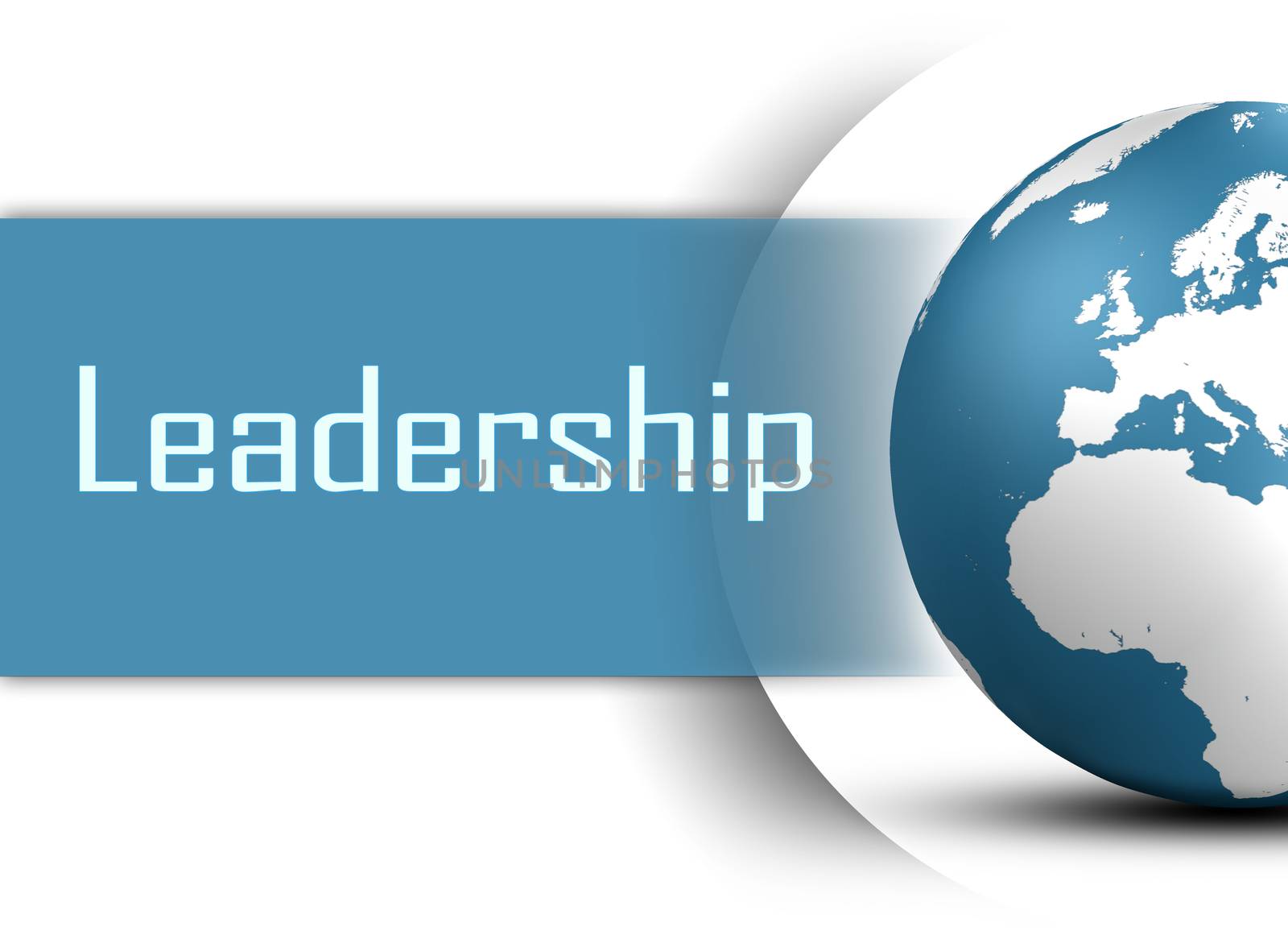 Leadership concept with globe on white background