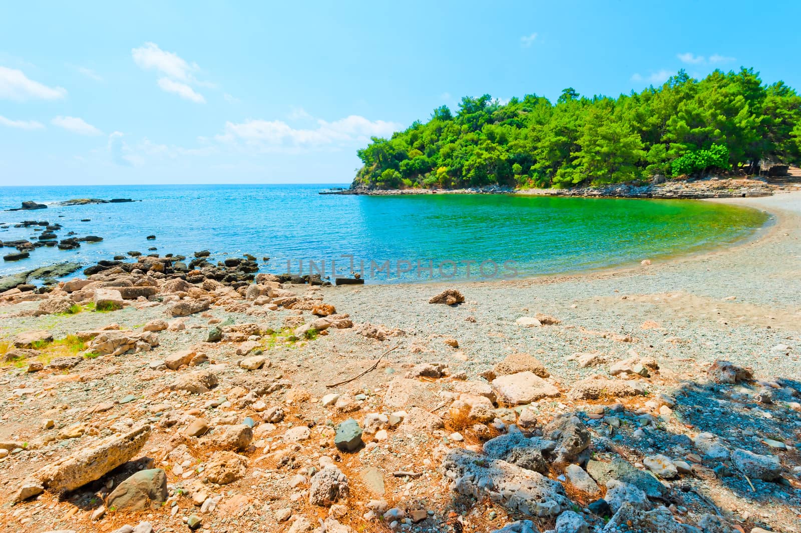 scenic photo sea bay with turquoise water