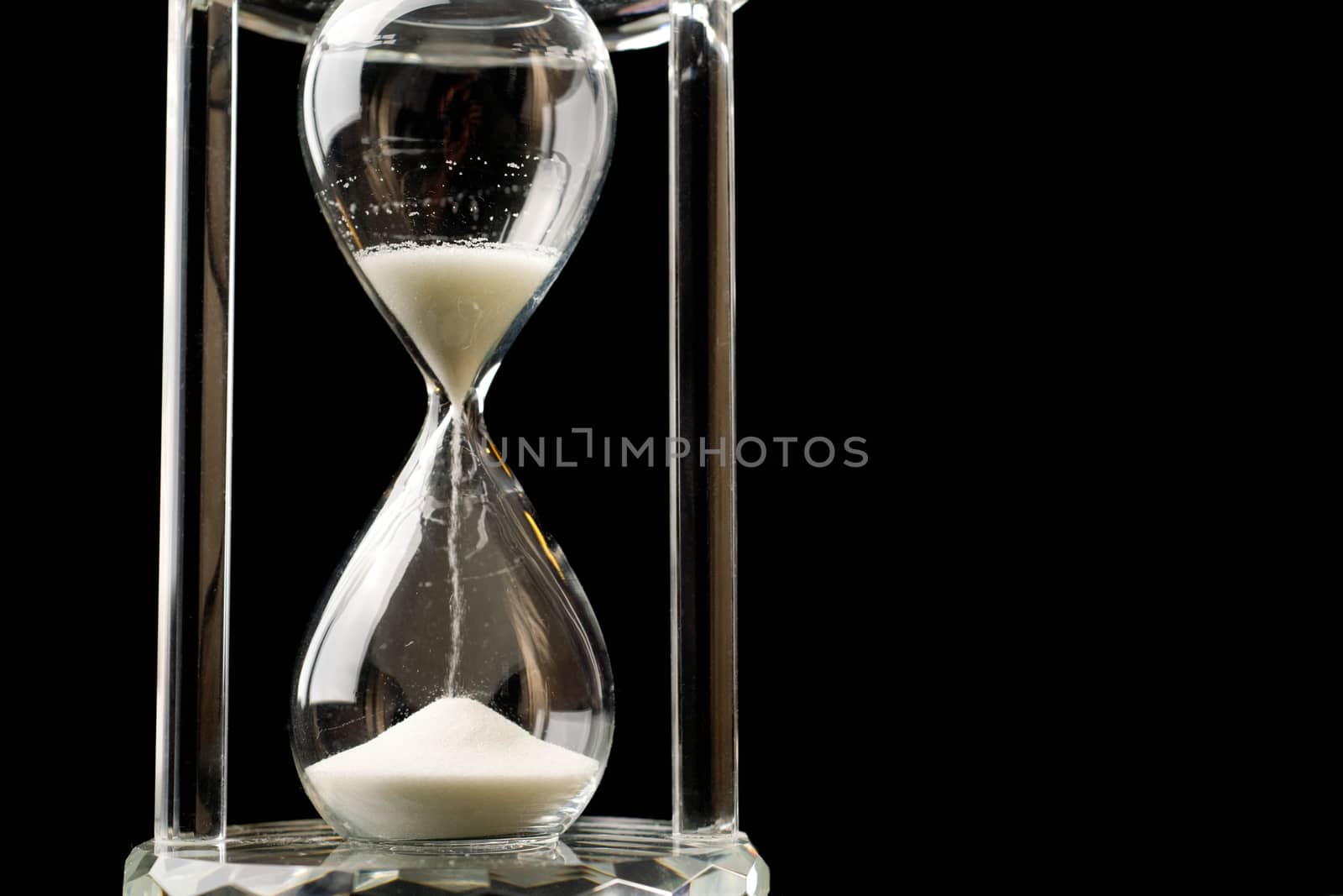 Crystal Hour Glass Horizontal Comp Black Background Time Passing