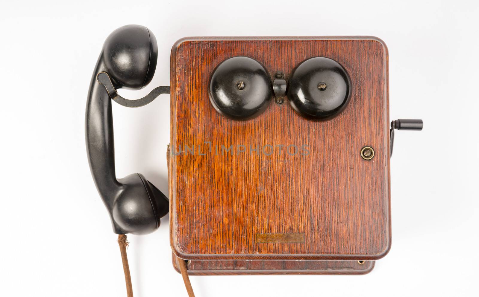Vintage Obsolete Oak Telephone Set Bakelite Handset Wallbox Ring by ChrisBoswell