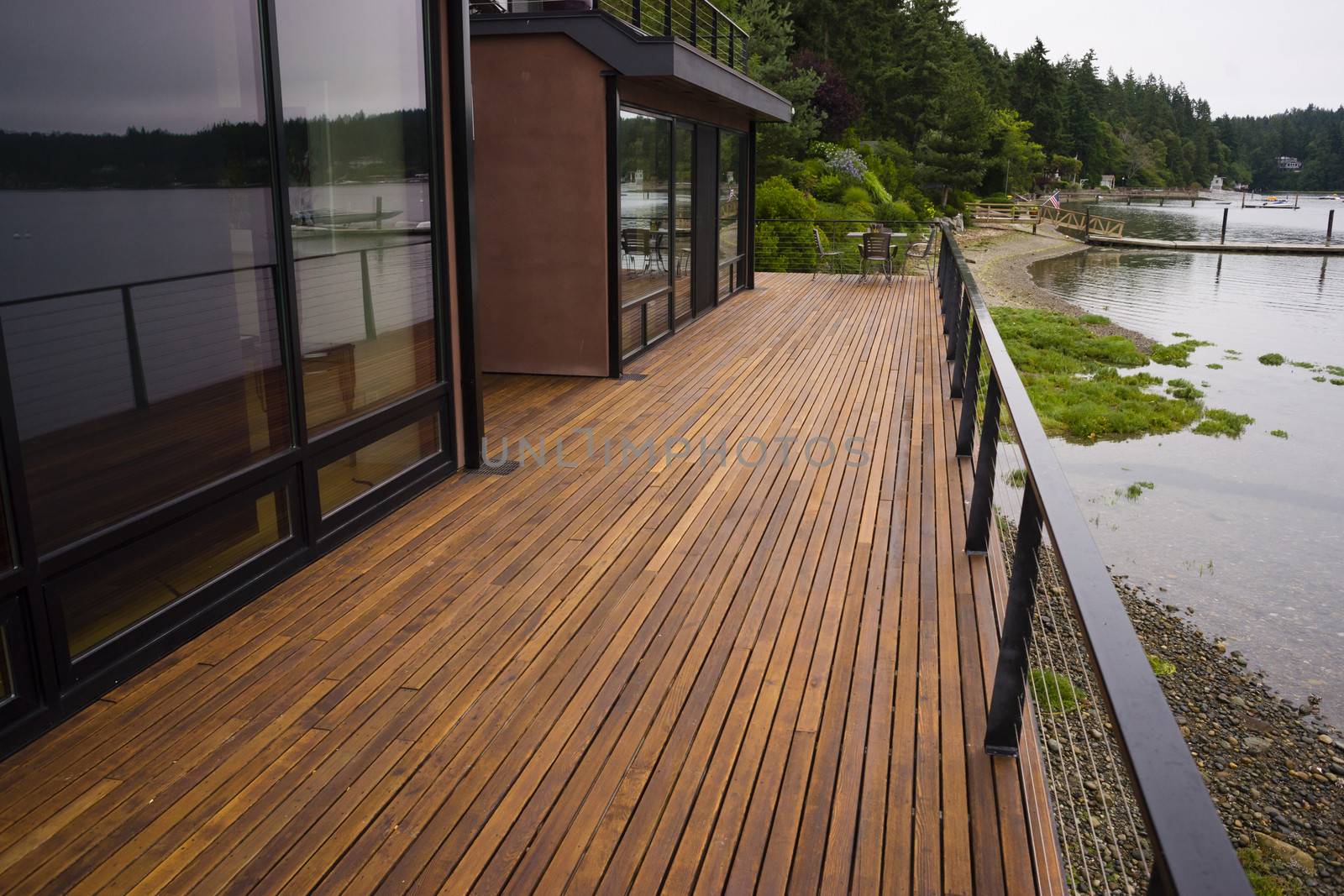 Wood Plank Deck Patio Beach Water Contemporary Waterfront Home by ChrisBoswell