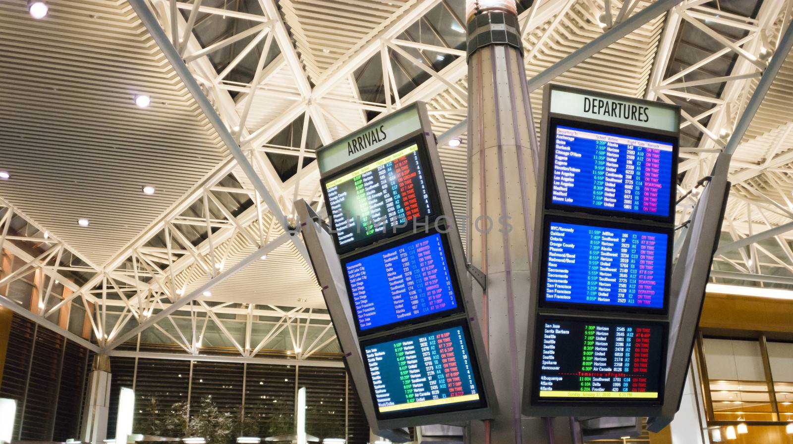 Inside Local Airport Information Center Arrivals Departures Large Lighted Informational Sign