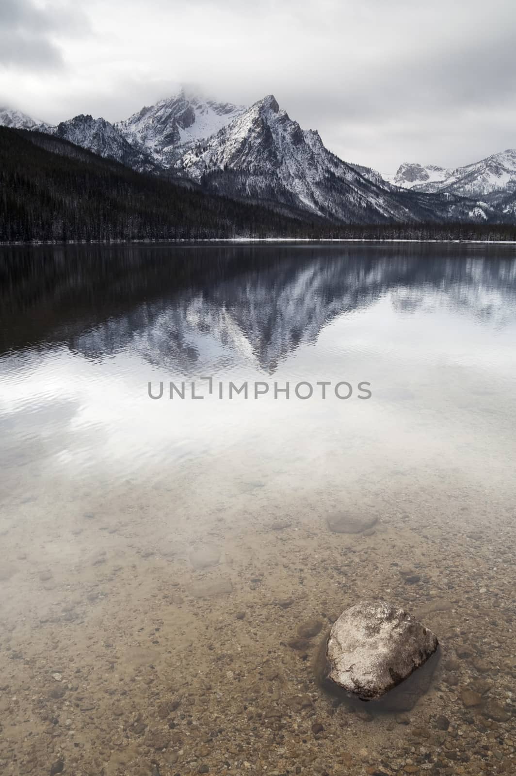 Sawtooth Mountain Lake Deep Winter Landscape Idaho National Recreation Area by ChrisBoswell