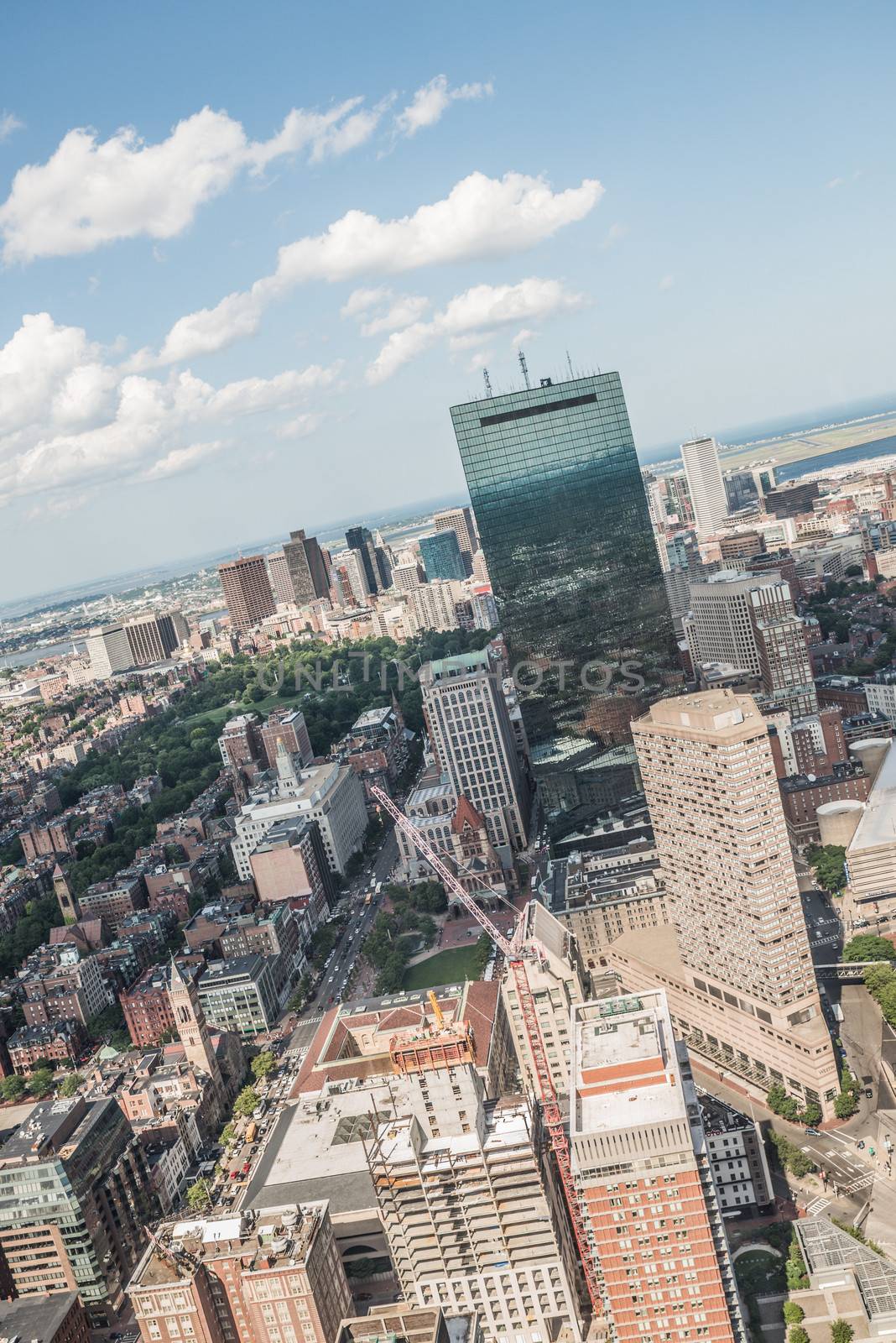 Cityscape view of downtown Boston and its surrounding urban