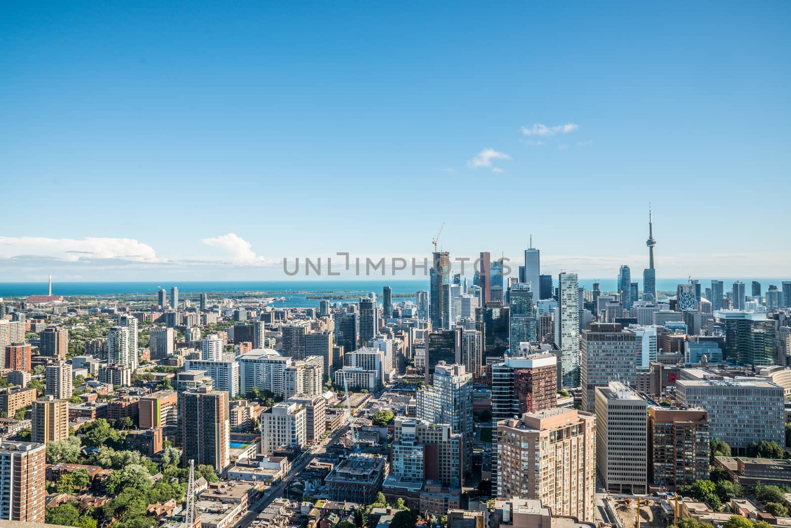 Scenic cityscape of downtown Toronto Ontario Canada during a sunny day