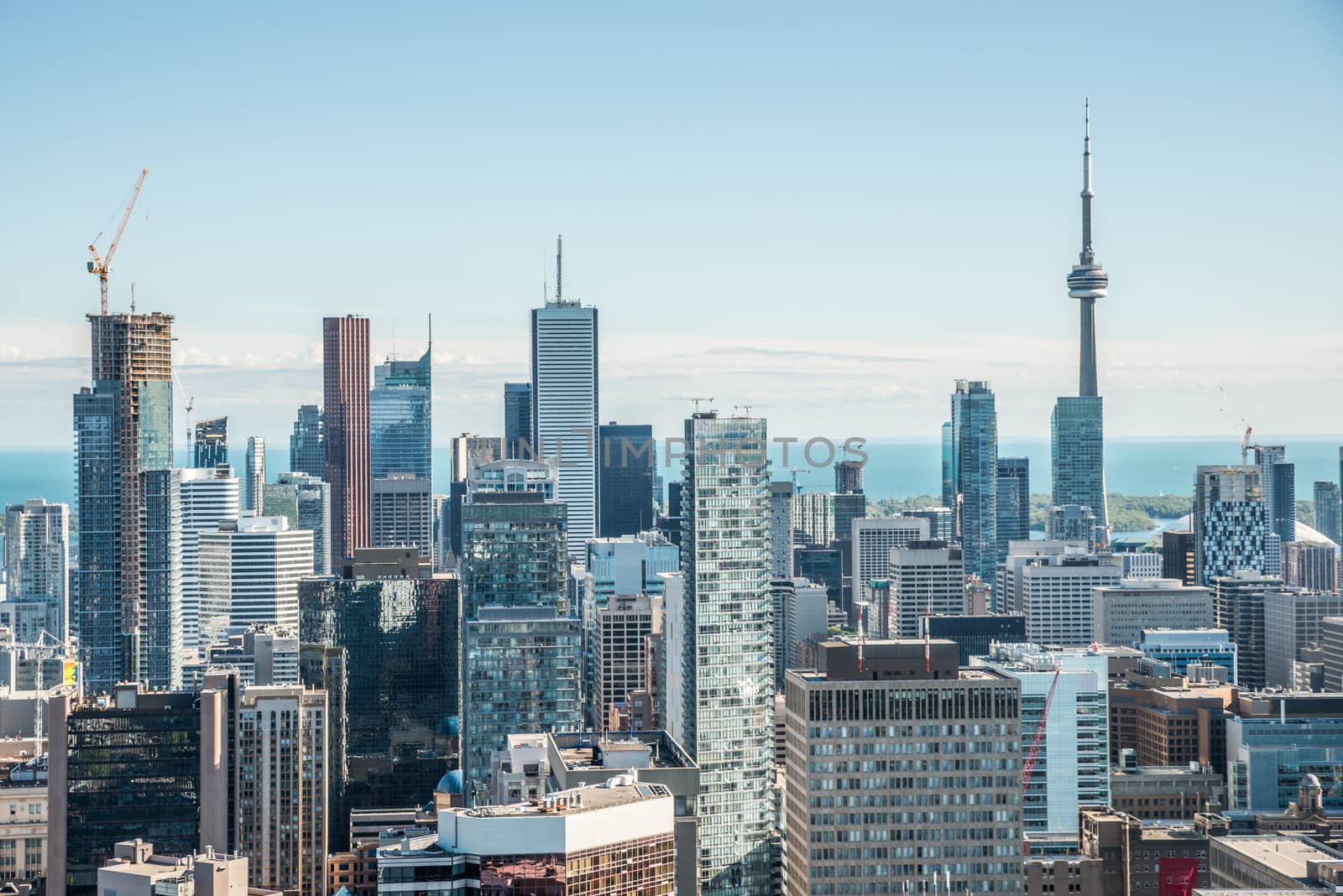 Scenic cityscape of downtown Toronto Ontario Canada during a sunny day