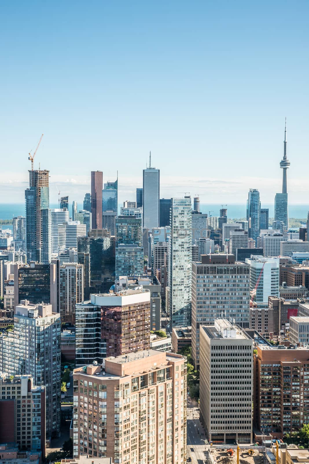 Scenic cityscape of downtown Toronto Ontario Canada during a sunny day