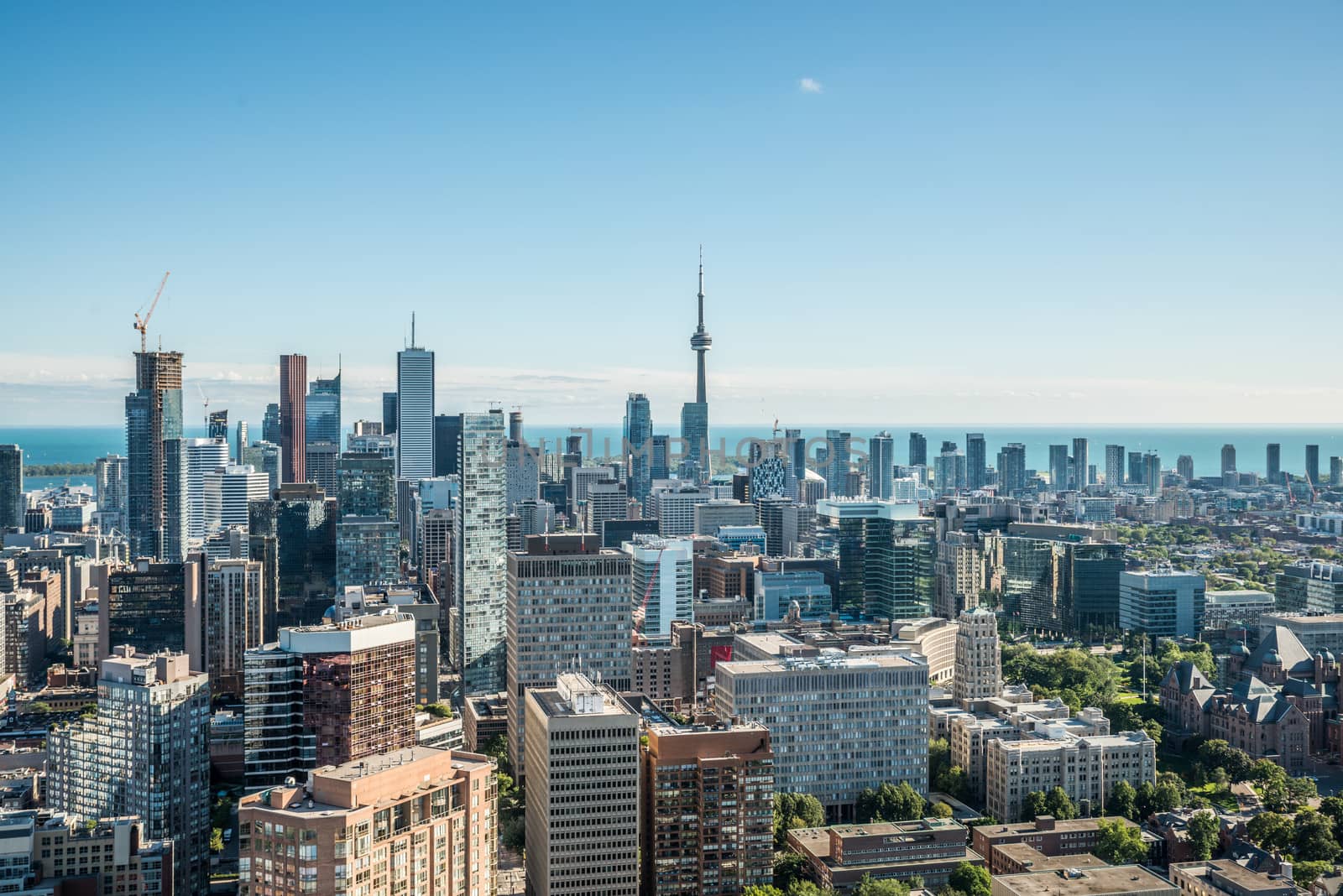 Scenic cityscape of downtown Toronto Ontario Canada during a sunny day