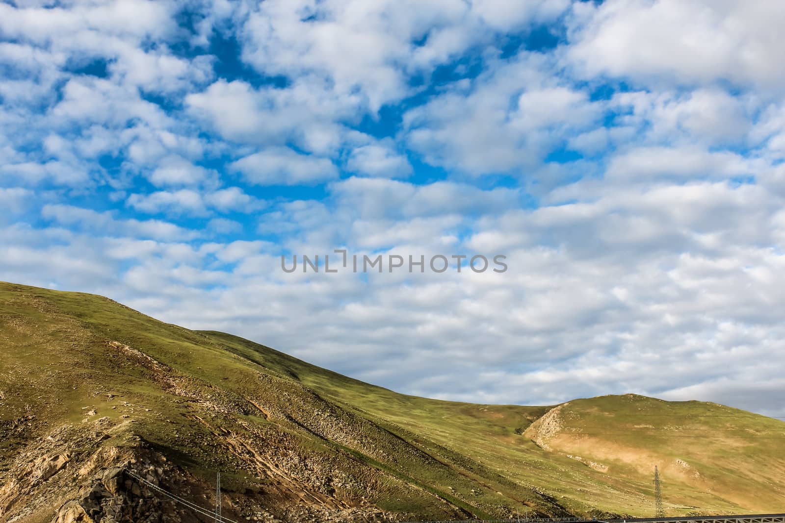 Scenic landscape views of mountain ranges and surroundings in Tibet 