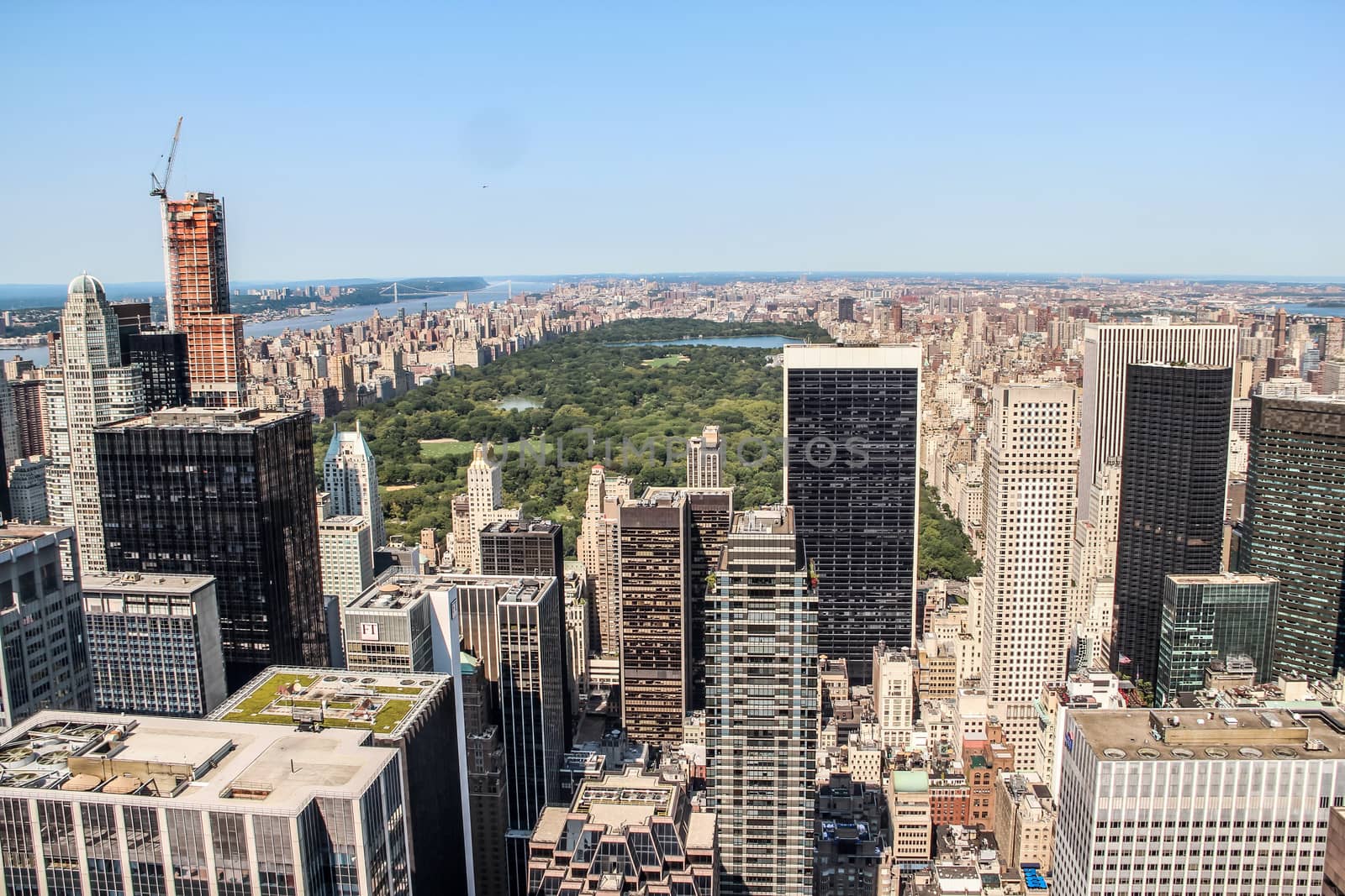 Cityscape view of upper New York City and Central Park