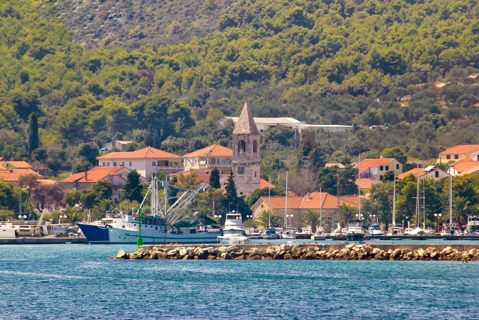 Town of Kukljica waterfront view, Ugljan island, Dalmatia, Croatia