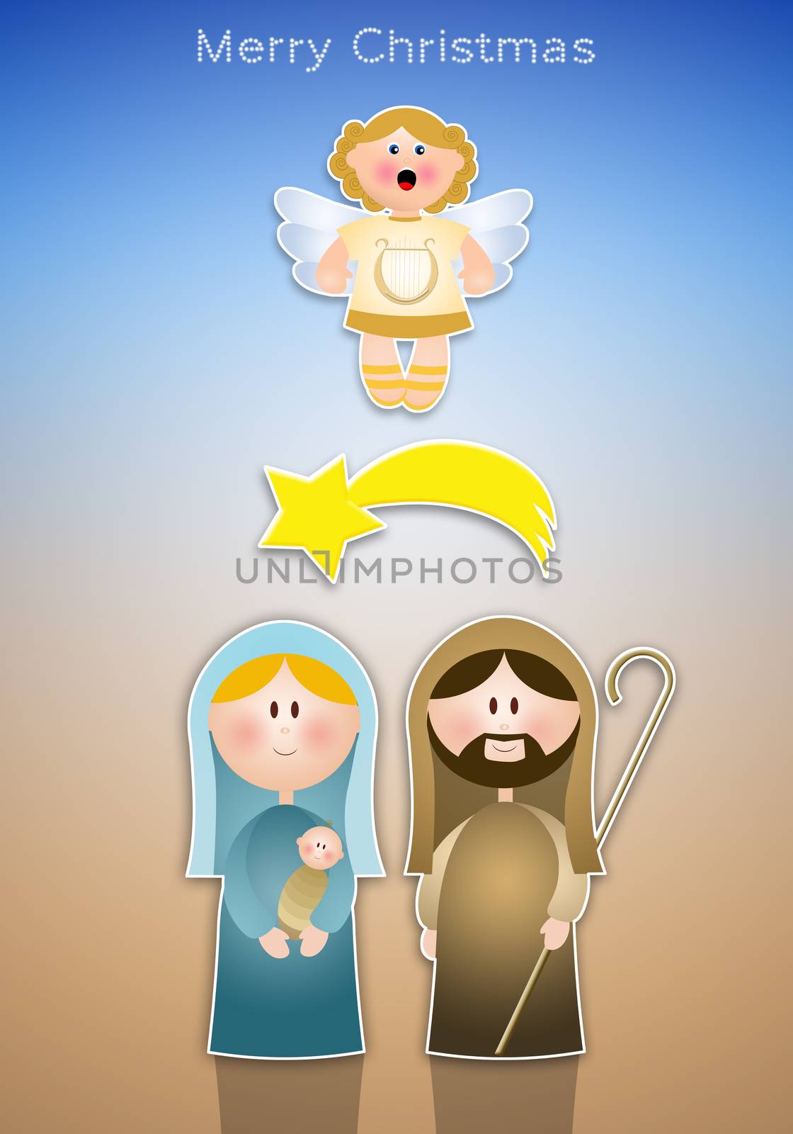 Nativity scene with Mary, Joseph and Jesus Christ