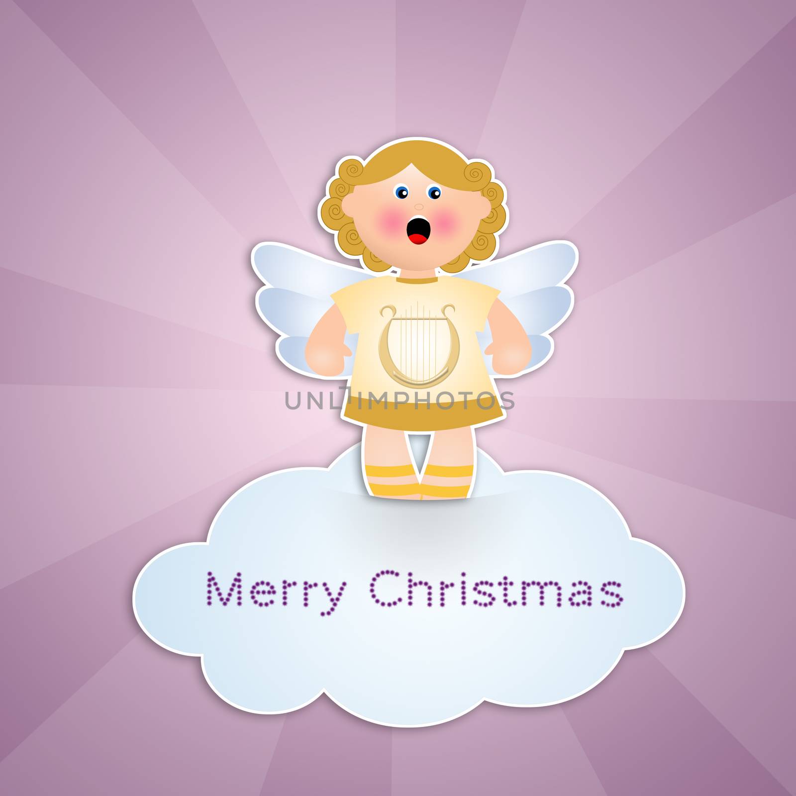 illustration of an angel on cloud for Christmas