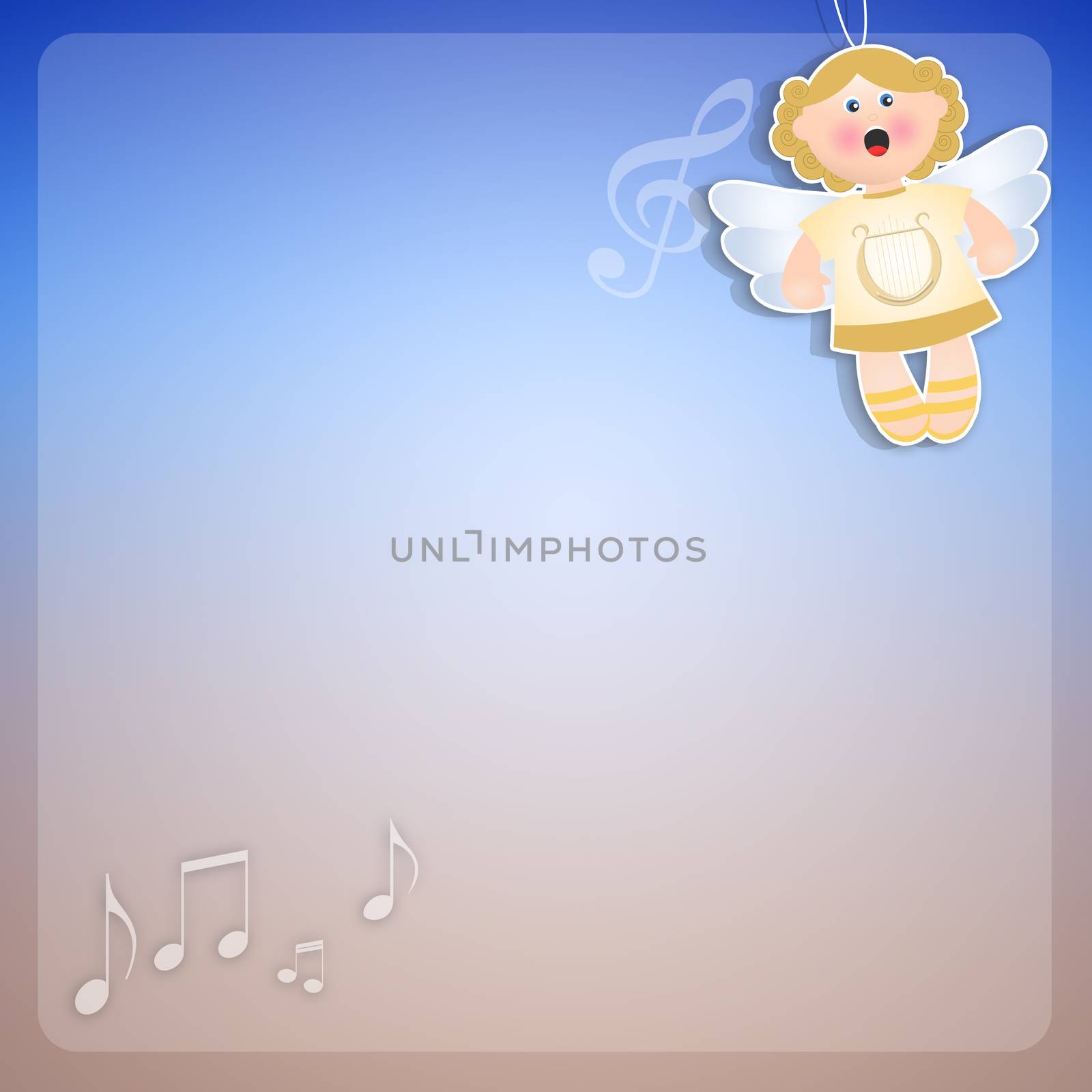 illustration of Angel with musical notes for Christmas