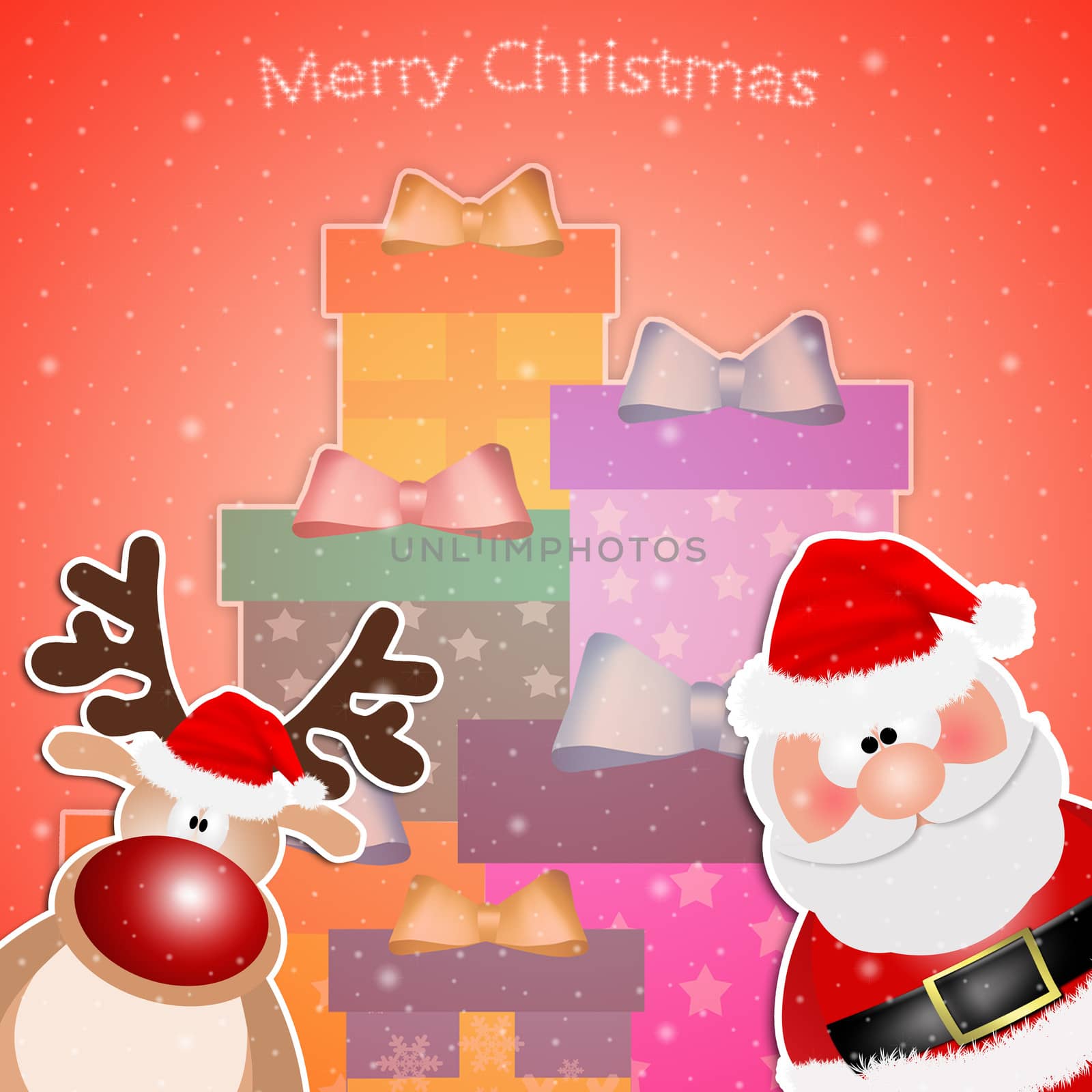 Santa Claus with gifts for Christmas