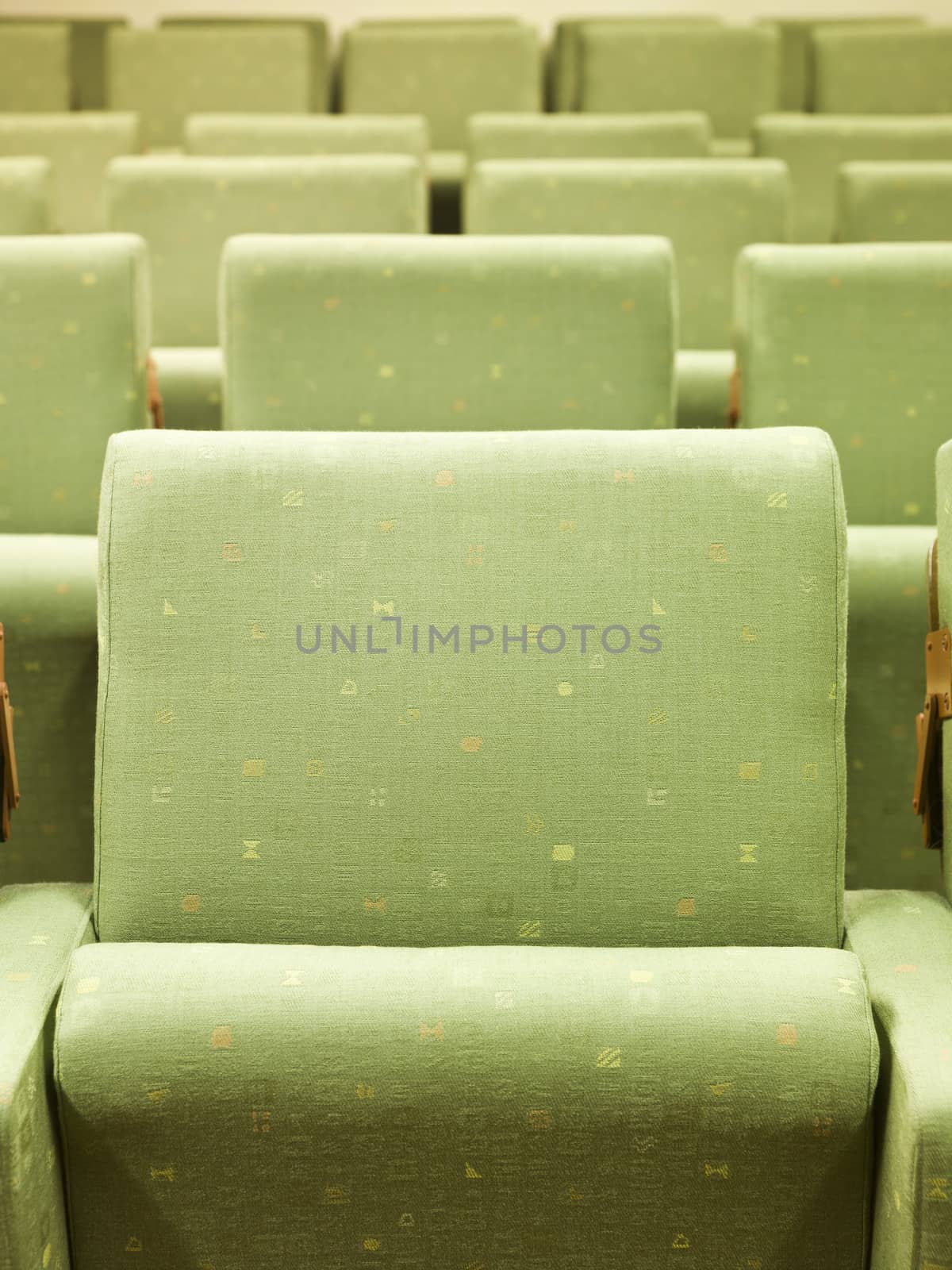 Green Spectatros seats close up
