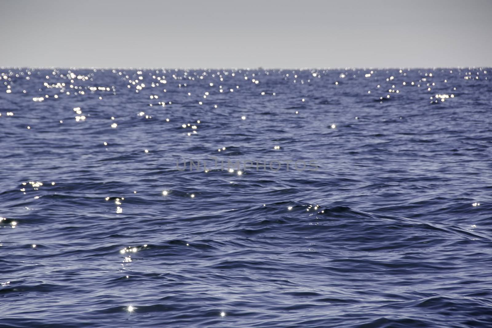 Blue ocean surface with light wave movement