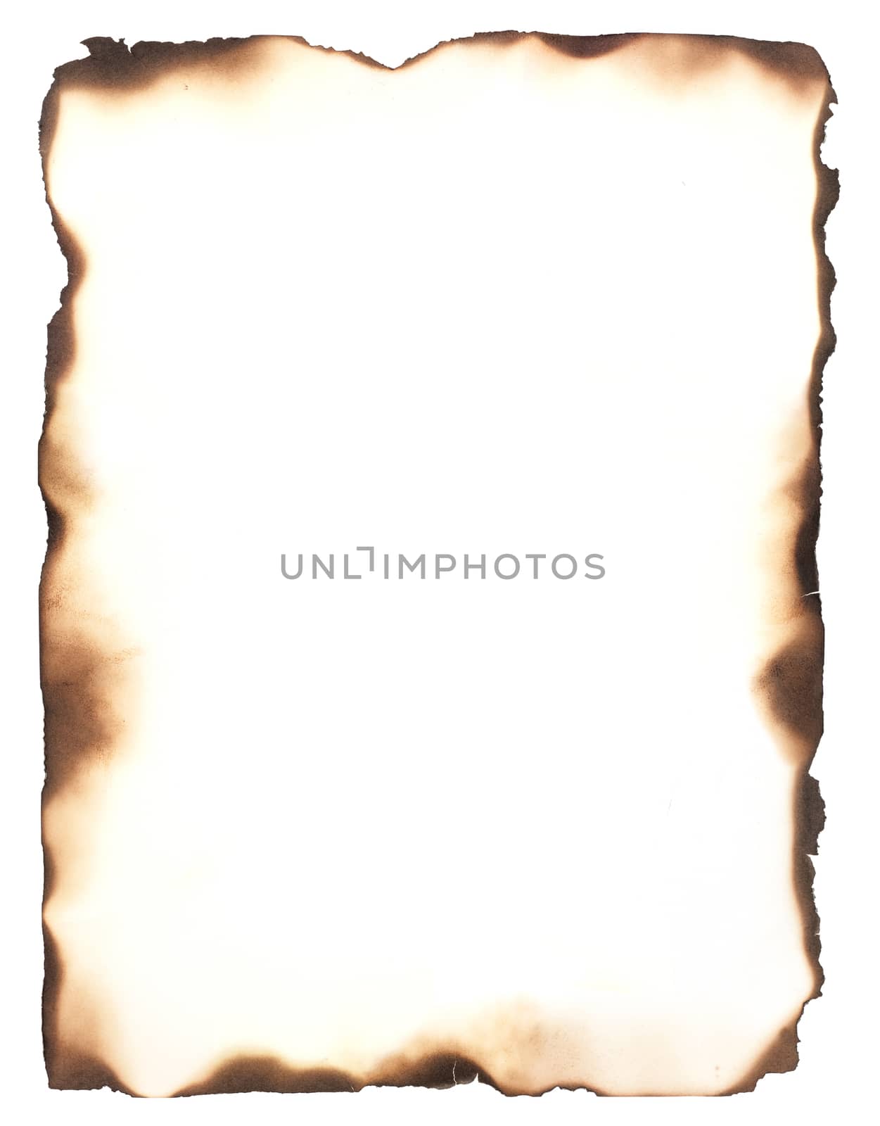 Burned edges isolated on white. Use as a frame or composite with any sheet of paper to give it the appearance of burned edges.