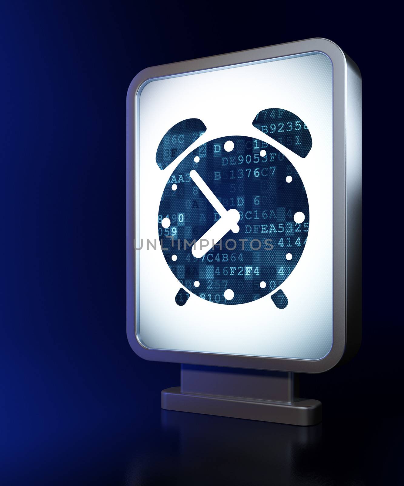 Timeline concept: Alarm Clock on billboard background by maxkabakov