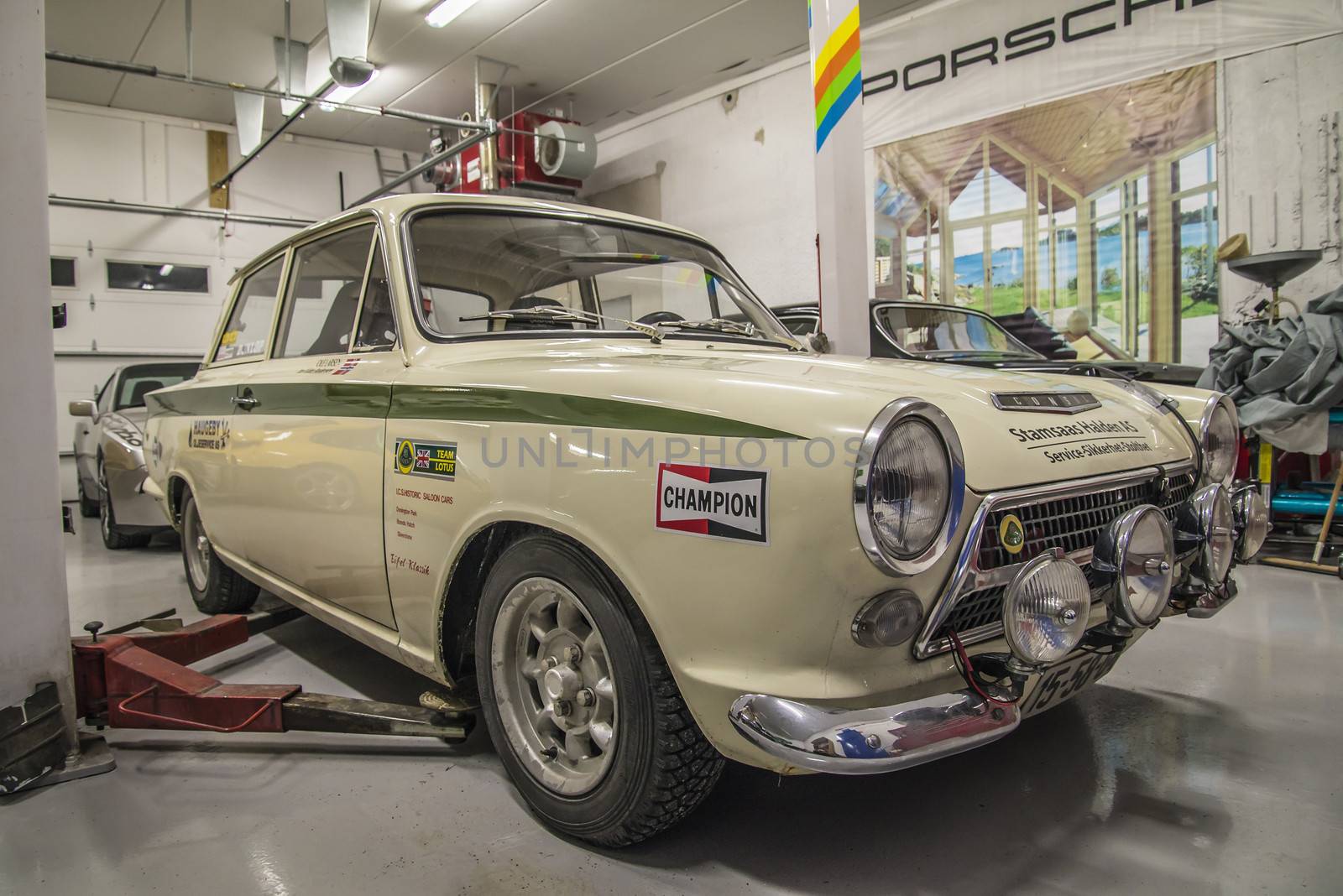 All the photos are shot in a garage in Halden, Norway where race cars and racing motorcycles are maintained and overhauled