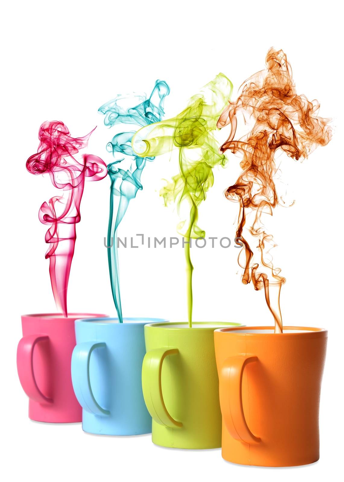 Coffee or Tea Mugs with color steam by fouroaks