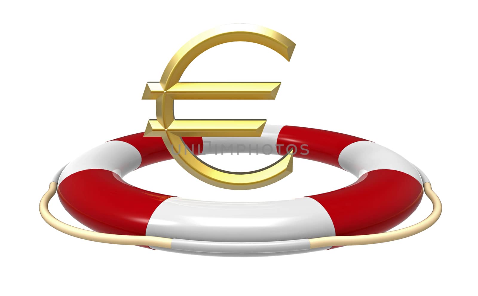Lifebuoy with dollar sign, 3D render, isolated on white