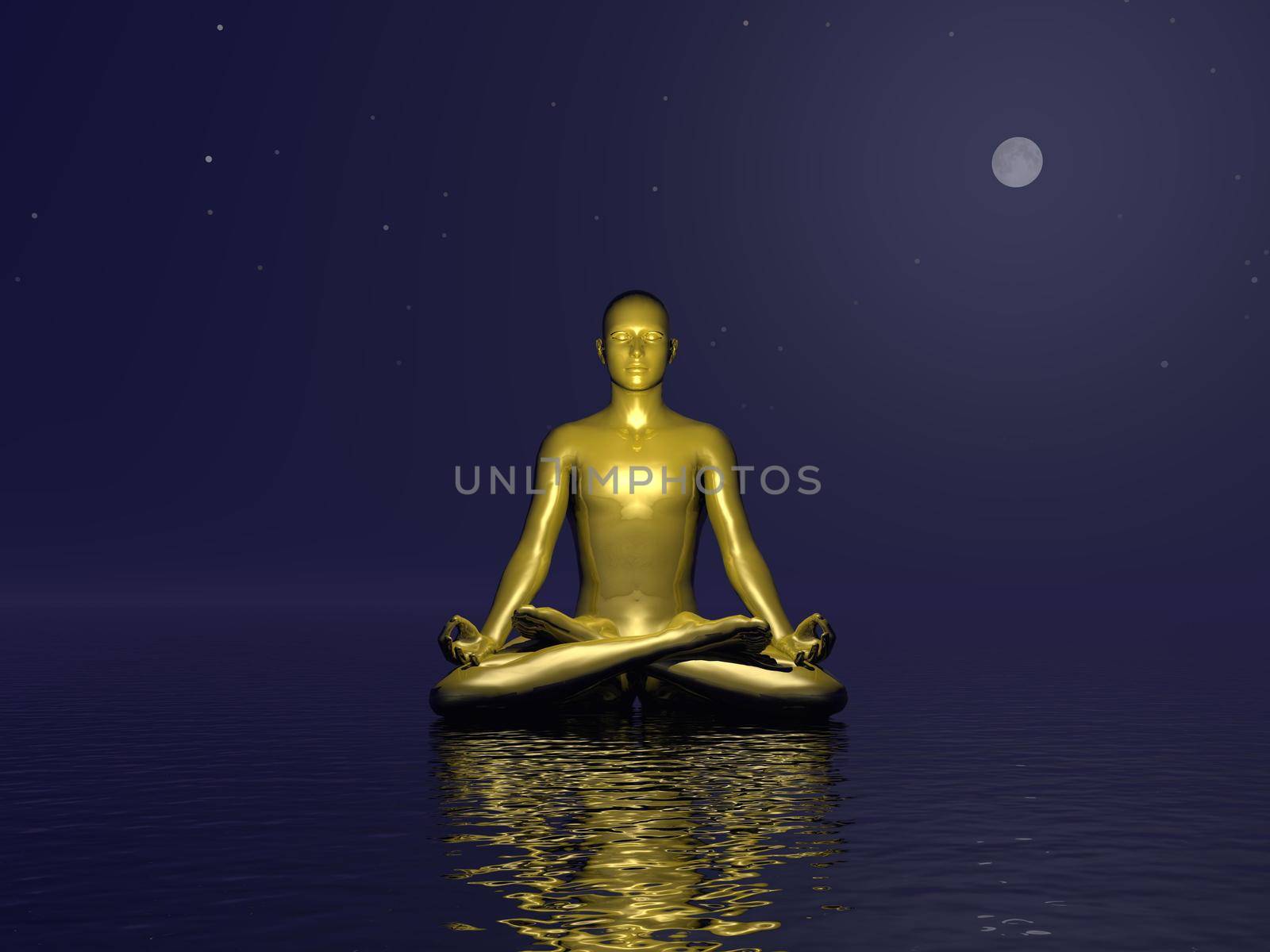 Golden meditation- 3D render by Elenaphotos21