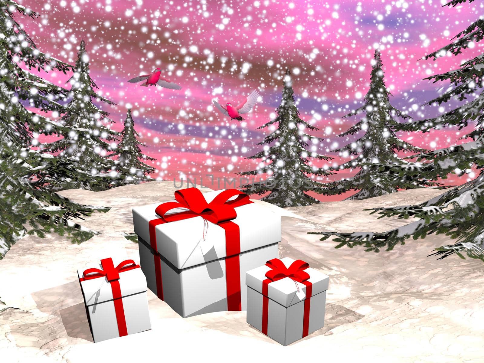 Christmas gifts - 3D render by Elenaphotos21