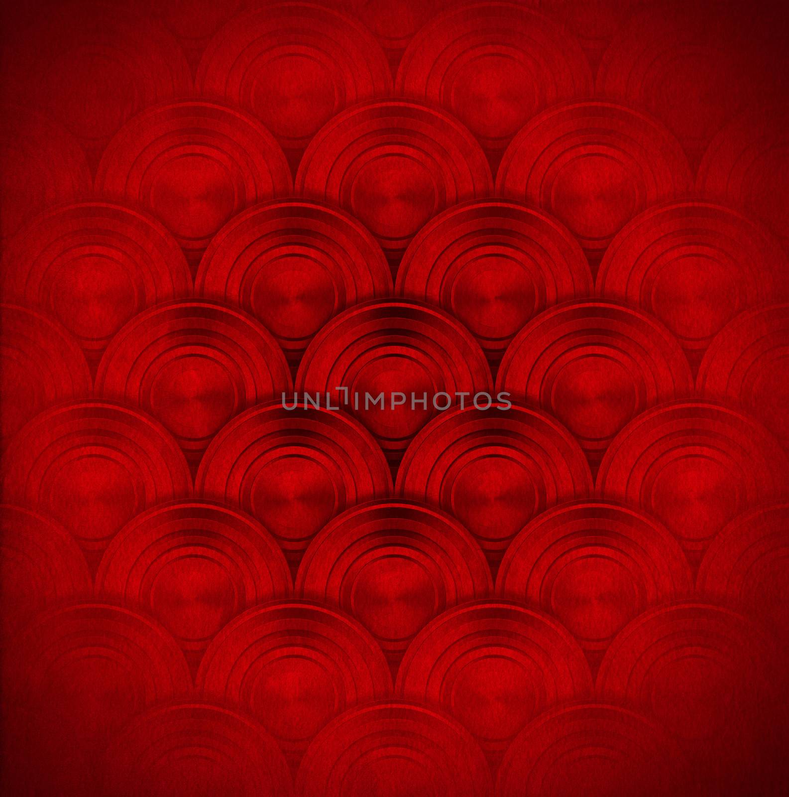 Texture or background with red circles on red velvet background