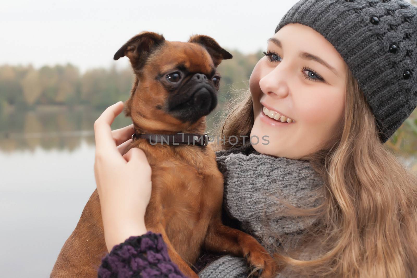 Sweet winter teenager and her dog by DNFStyle