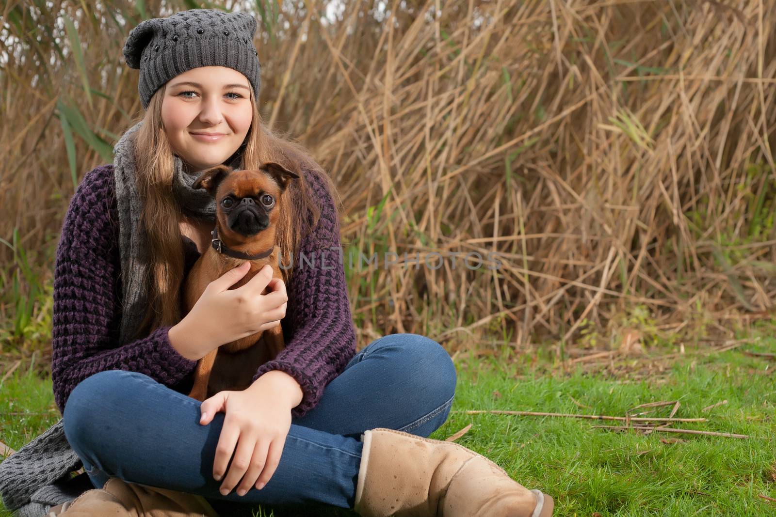 Sitting on the grass with my dog by DNFStyle