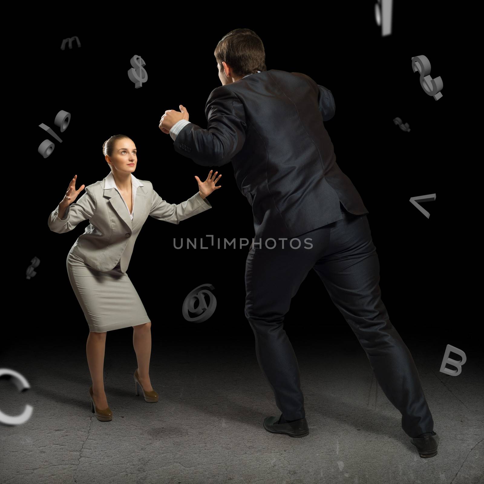 two businessmen fighting as sumoists, the concept of competition in business