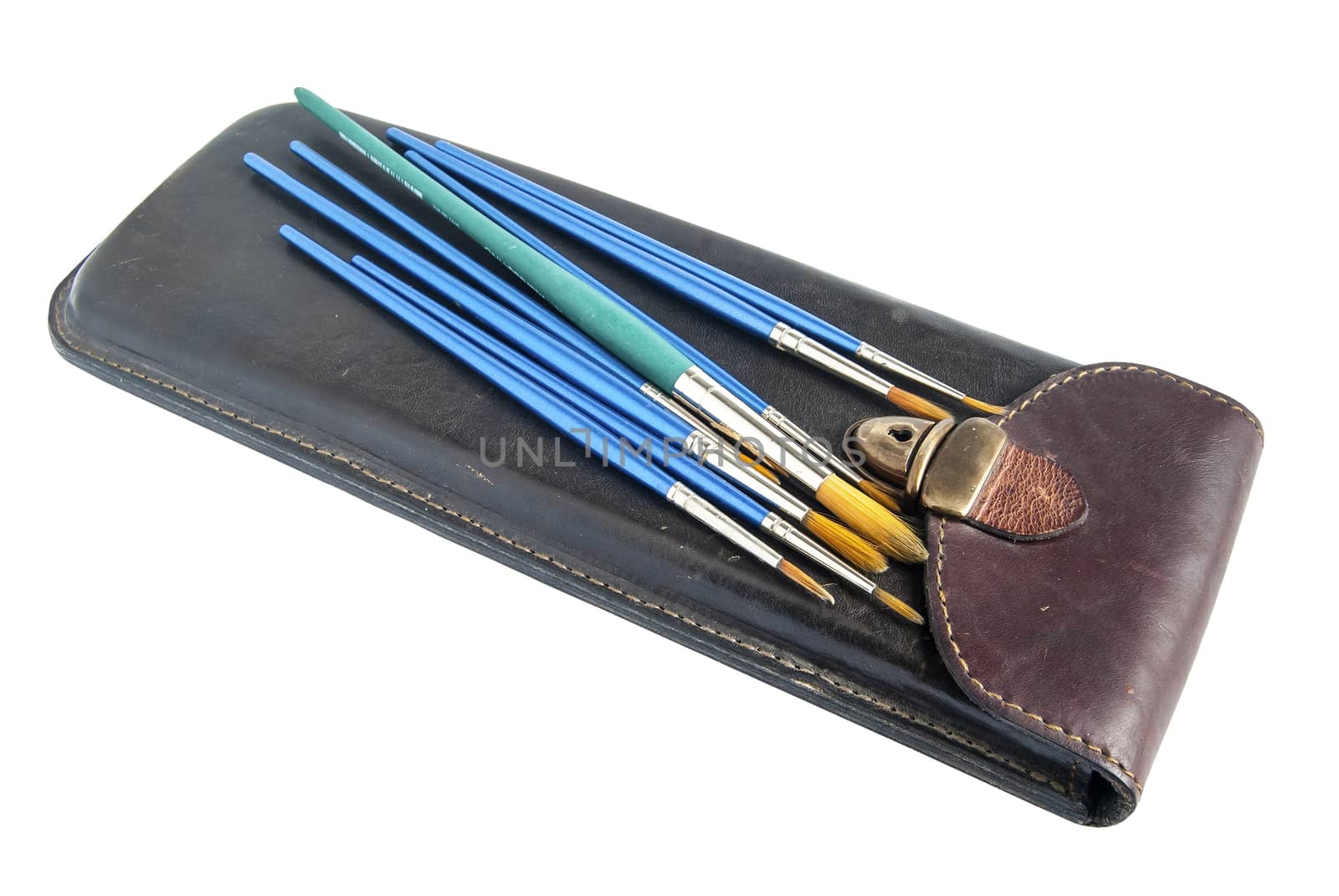 Leather case and paint brushes by varbenov