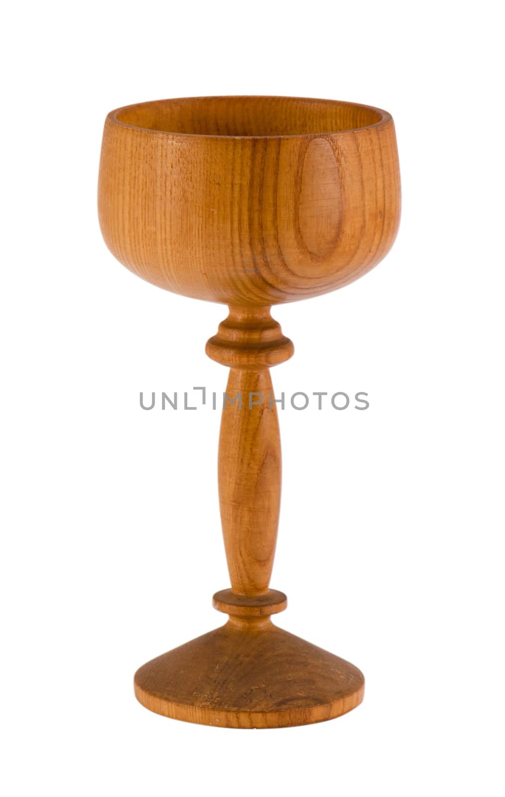 retro wooden wineglass tumbler isolated on white background.