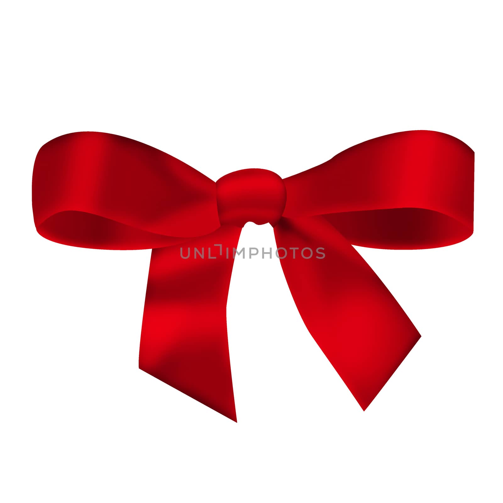 Red satin gift bow. Isolated on white background