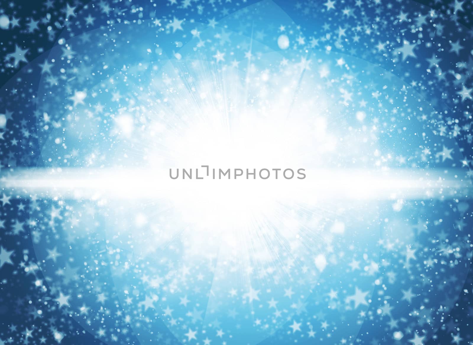 Christmas abstract background. Snow and rays on a blue background