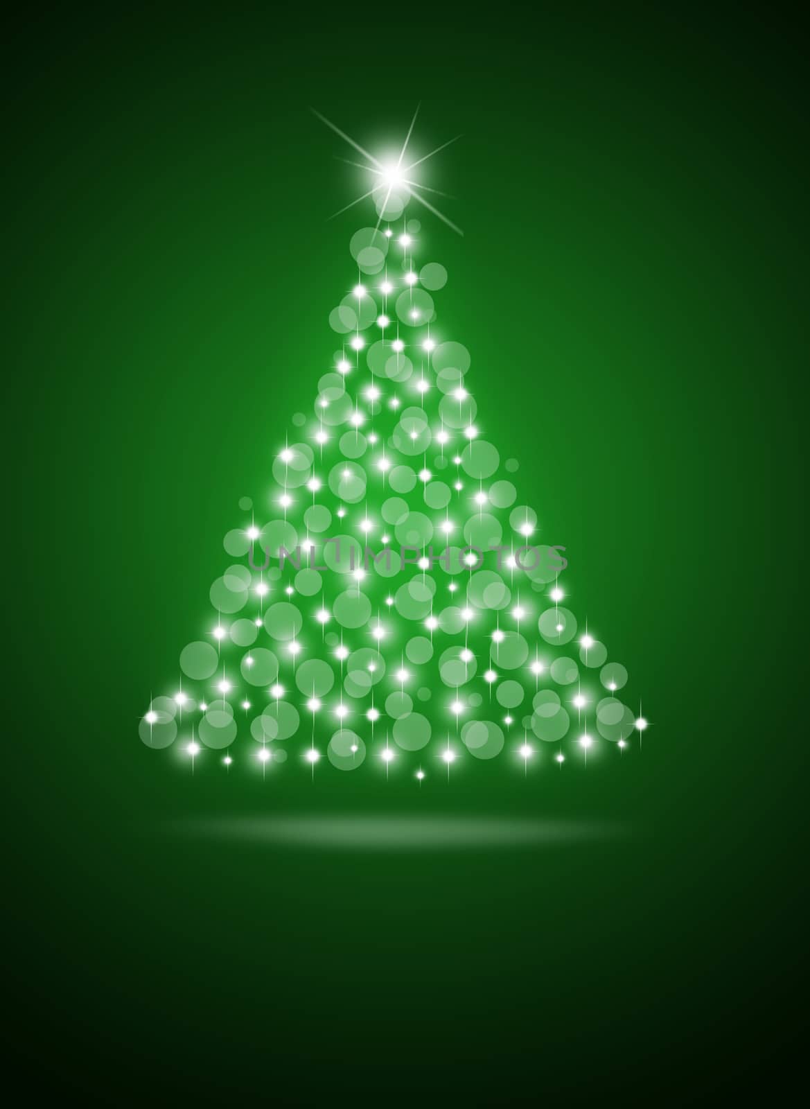 Christmas tree from white balls on dark green background