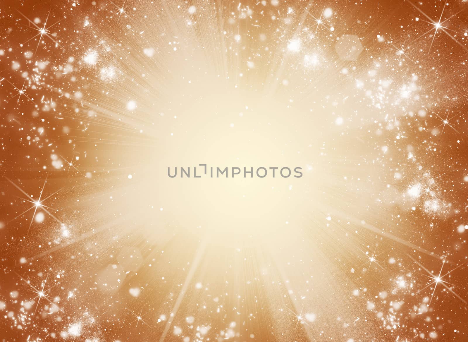 Christmas abstract background. Snow and rays on a yellow background