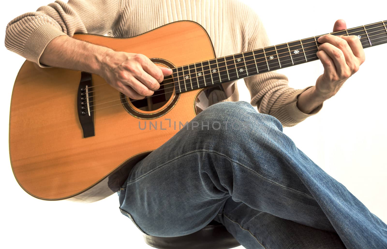 Guitarist with his Acoustic Guitar by snowwhite