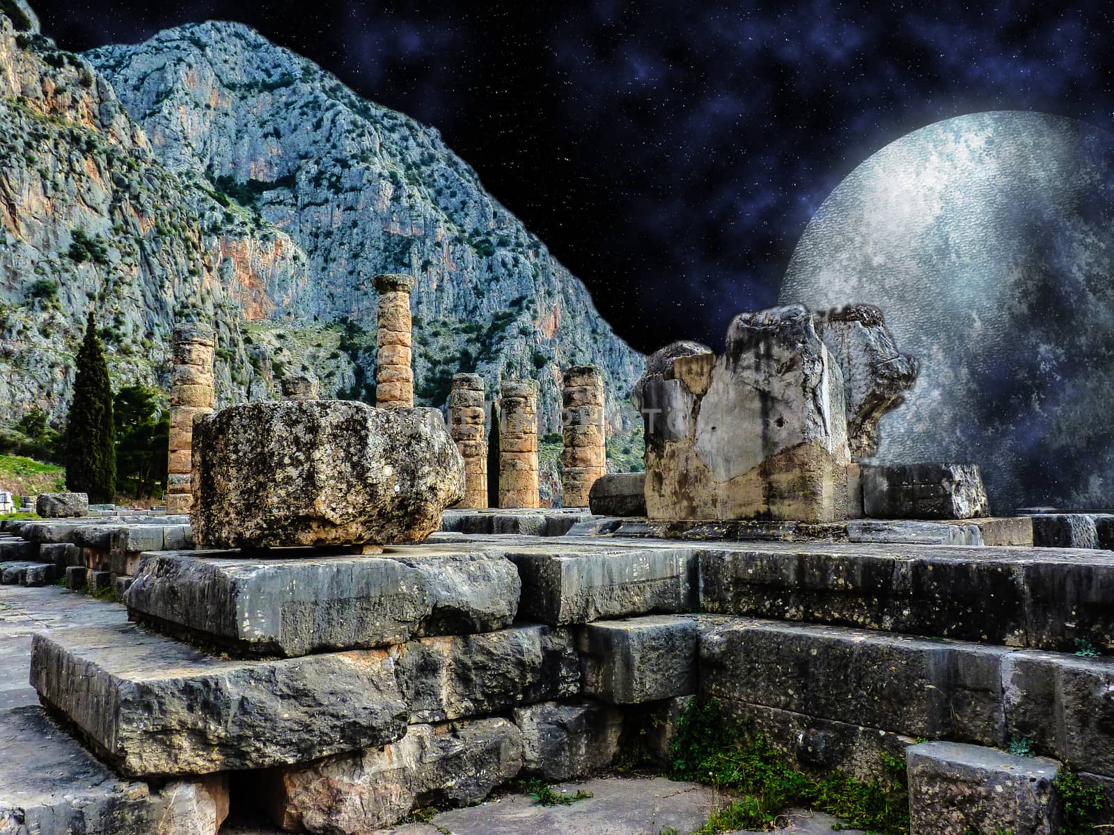 Night scene at Delphi,Greece